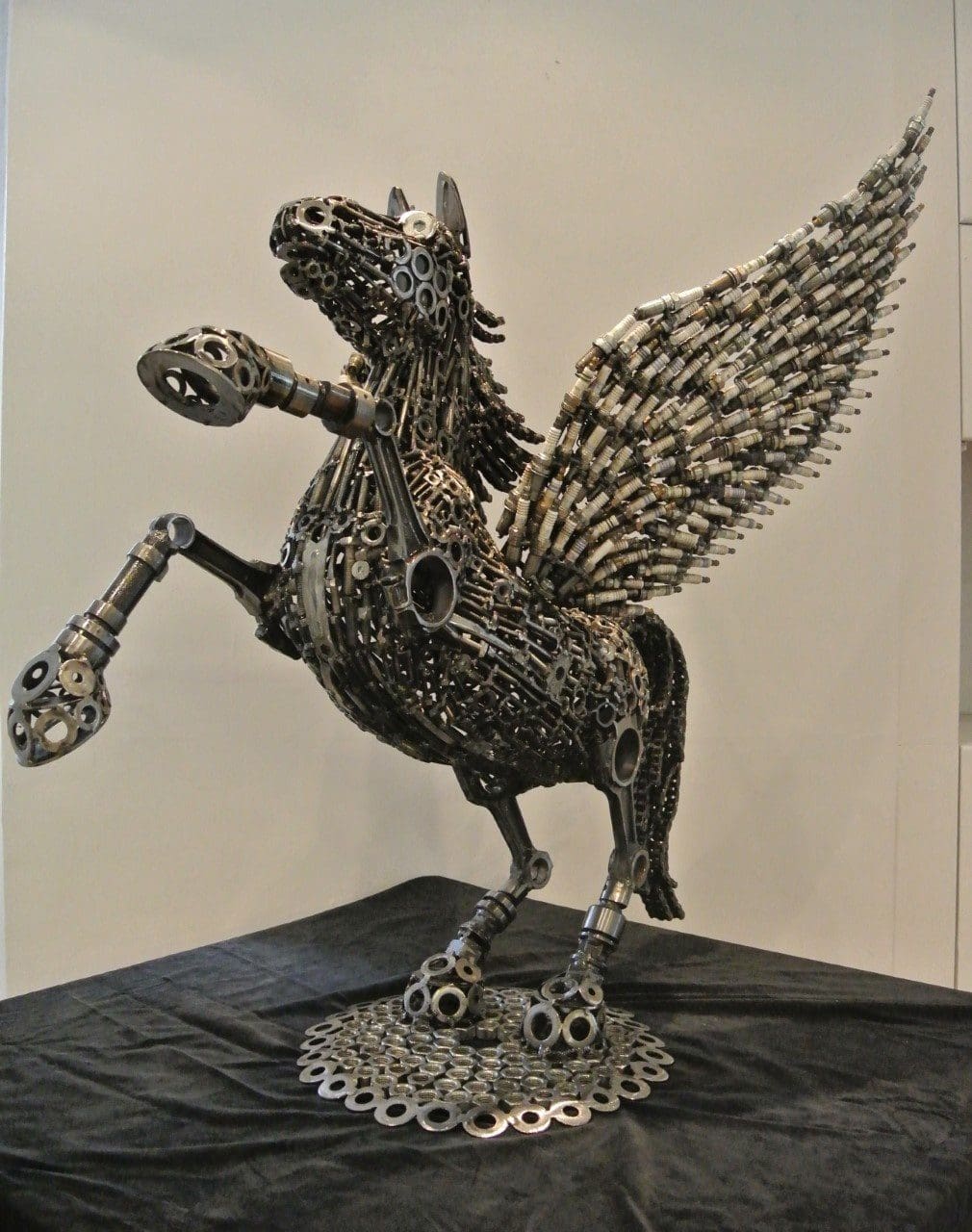Abstract Pegasus sculpture in mild steel by Otis Griffith