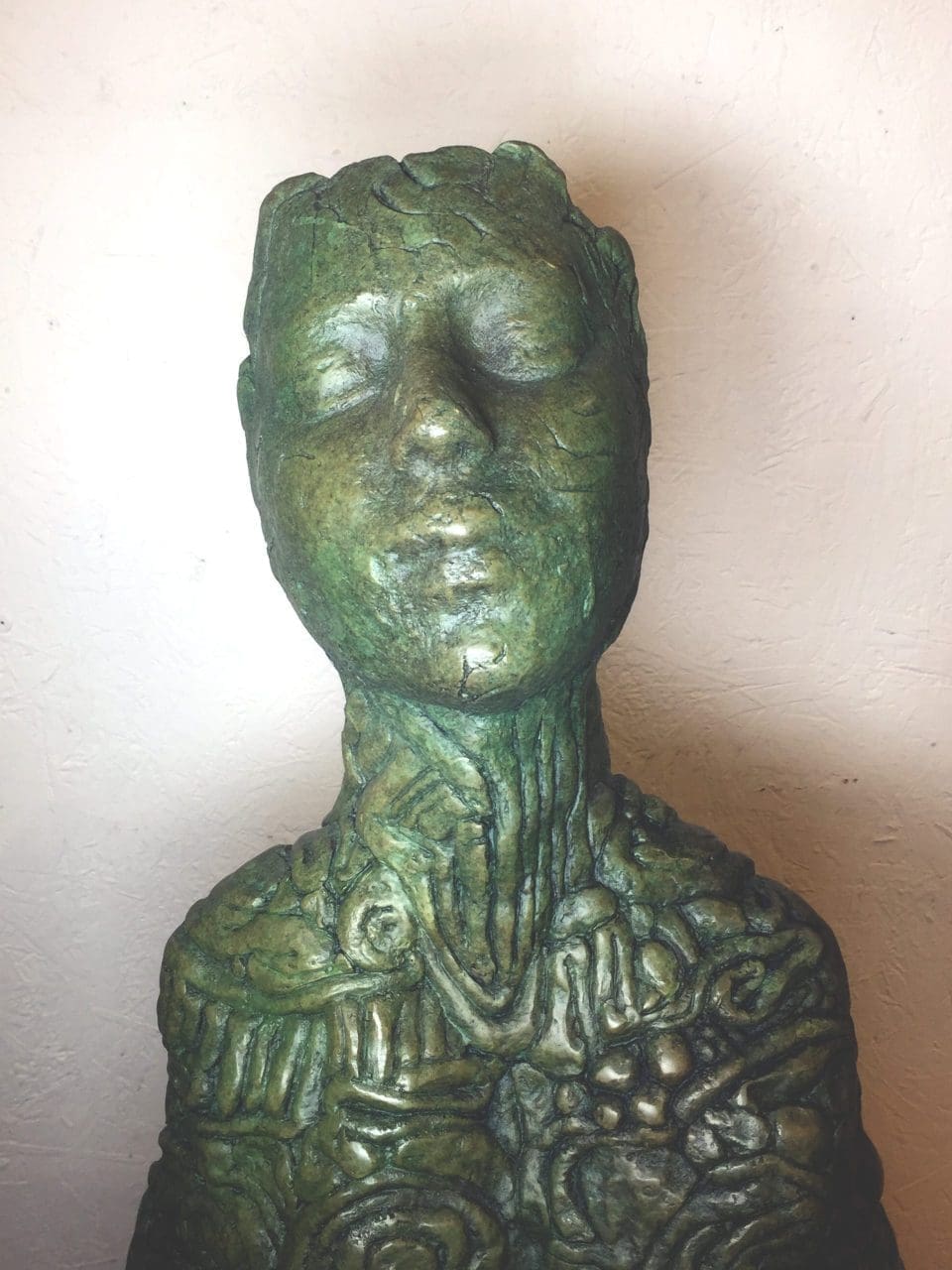 Bronze modern mother and child sculpture by Pam Foley