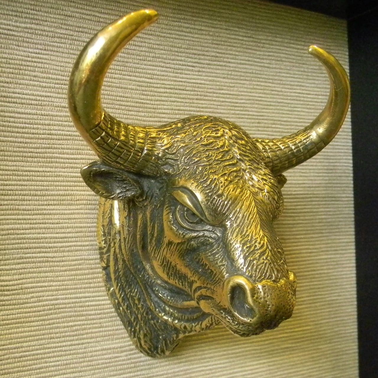 Bronze-effect bull head sculpture by Pavel Zhukovsky