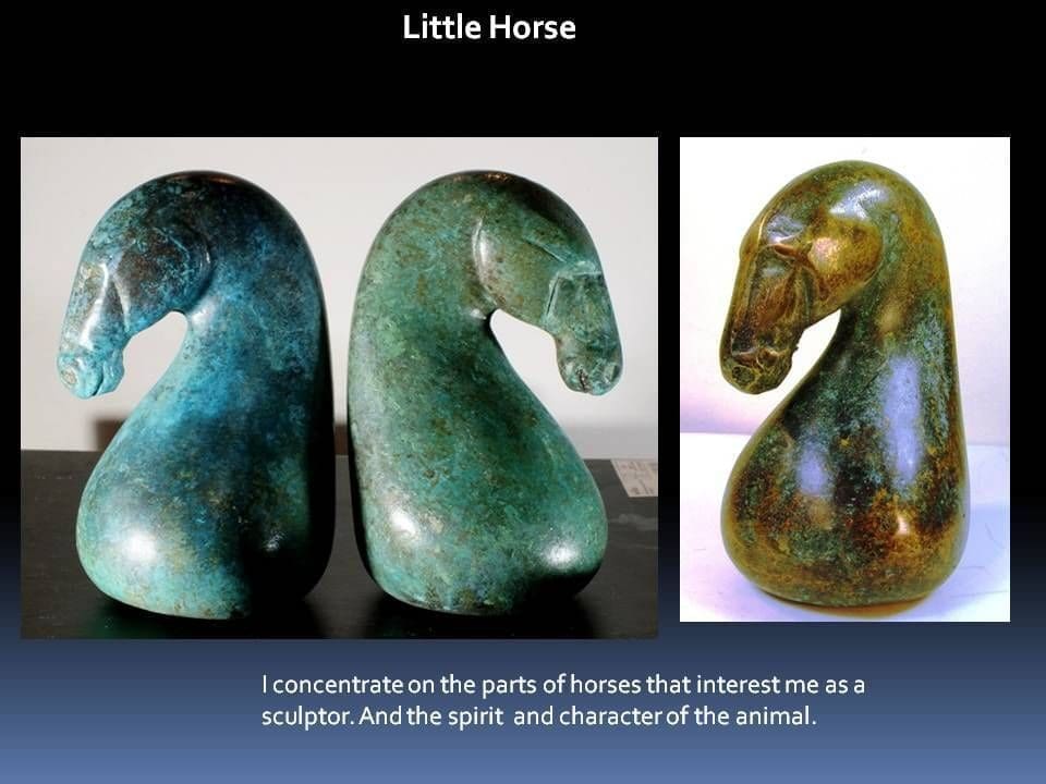 Small bronze sculpture of a walking horse by Perryn Butler.