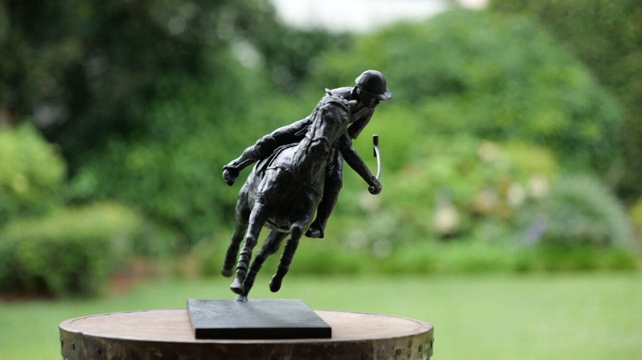 Polo Nearside and Forehand bronze polo rider sculpture by Jonathan Parkinson