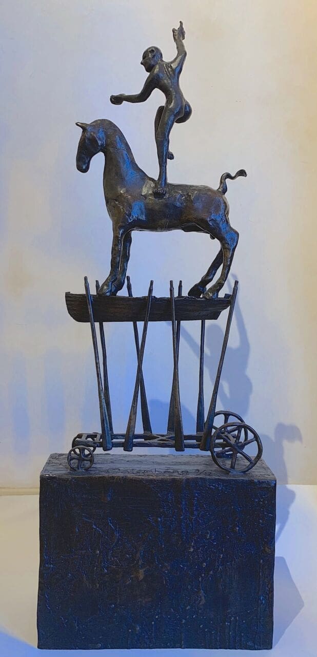 Bronze sculpture Dreaming by Thomas Ostenberg girl dancing on horseback