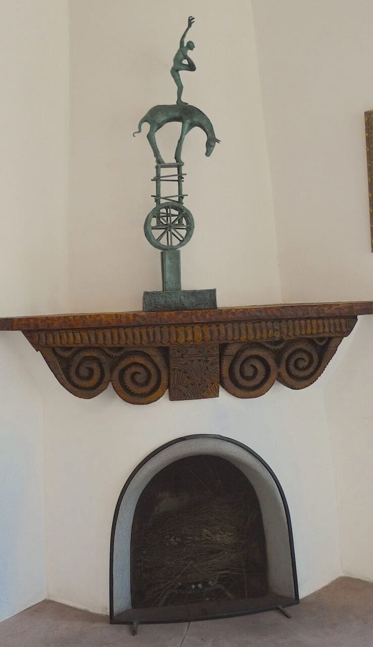 Bronze sculpture Equilibrium Today by Thomas Ostenberg showing dancer balanced on a horse