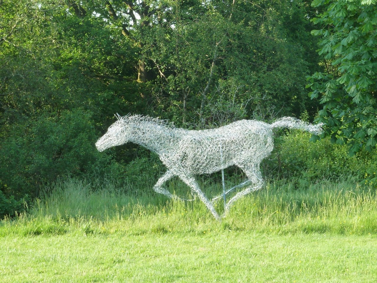 Chicken wire horse outdoor garden sculpture by Gill Brown