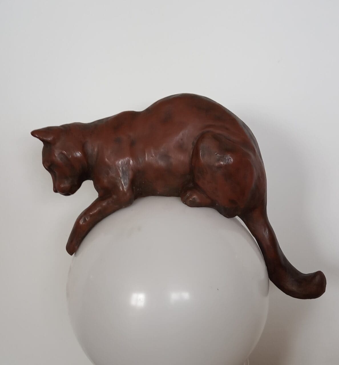 Copper resin figurative sculpture Night Watchman by Christine Close for indoor or outdoor display