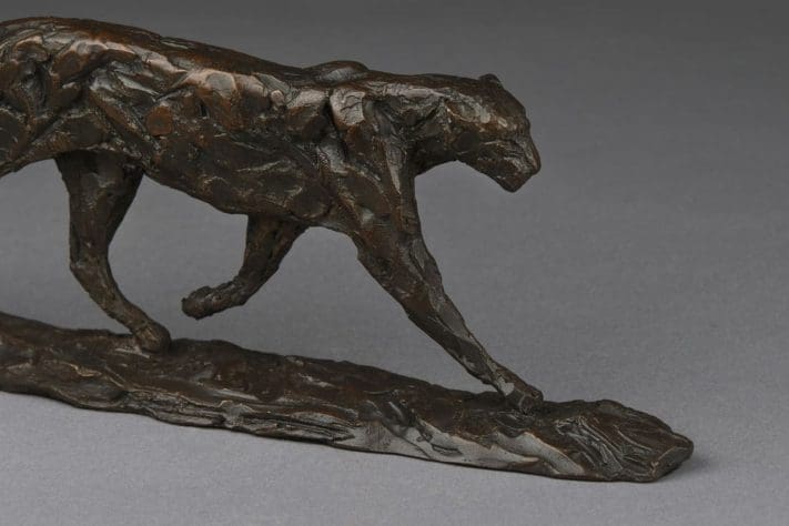 Patrolling Leopard bronze big cat sculpture by David Mayer