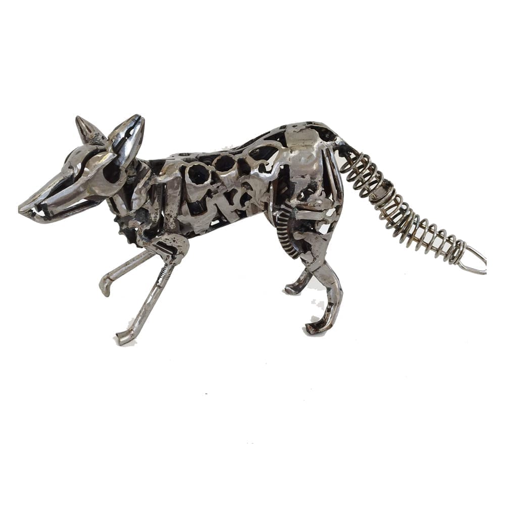 Recycled steel fox sculpture by Myles Mansfield