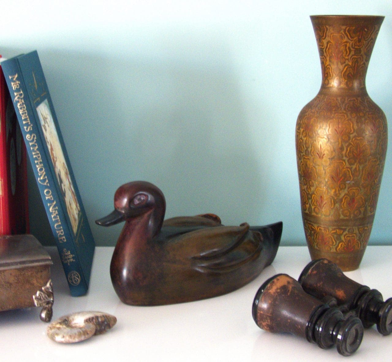 Small bronze ferruginous duck sculpture by Zita Abreu for indoor display
