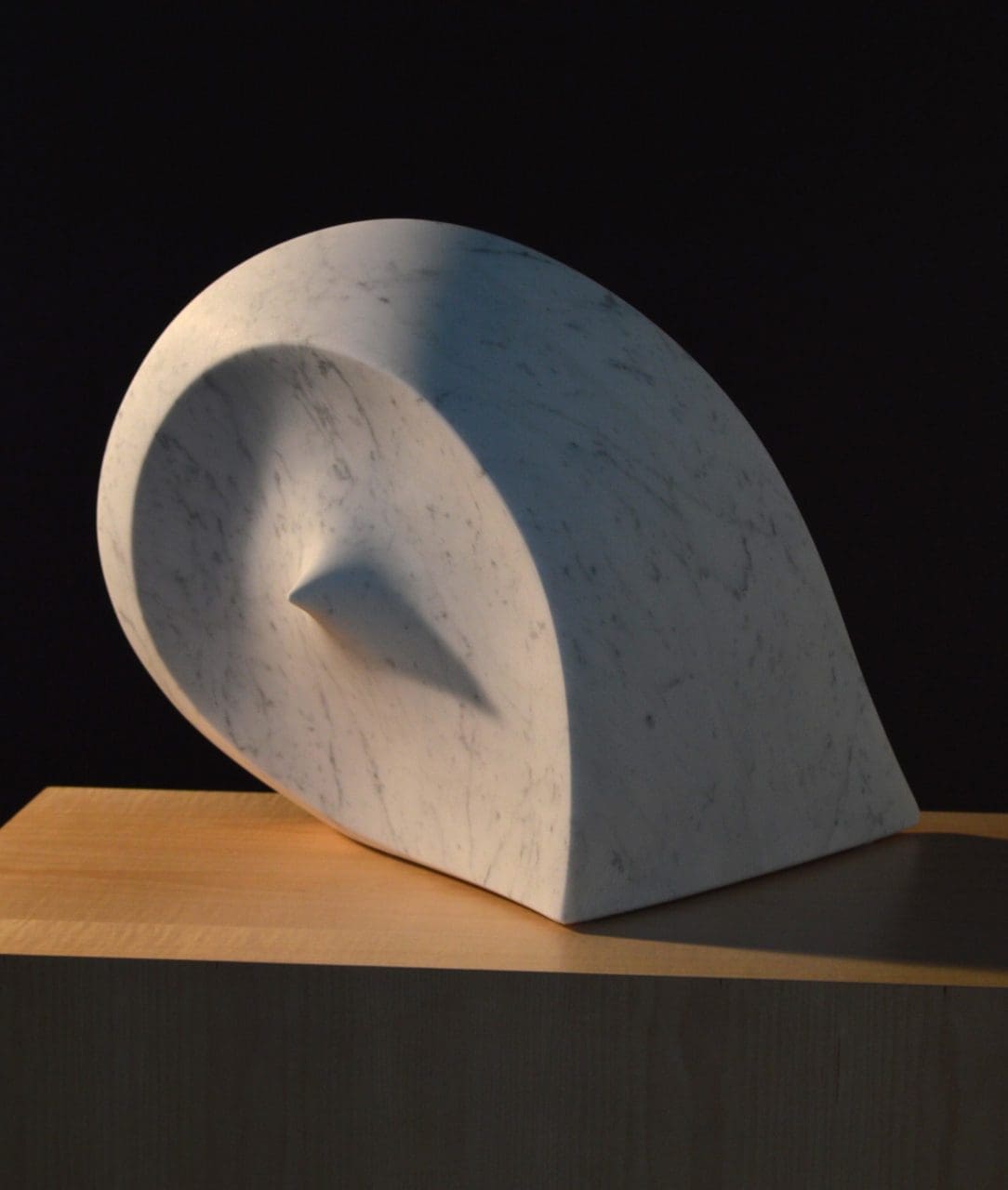 Abstract Carrara marble sculpture Pierced Wave by Michael Binkley