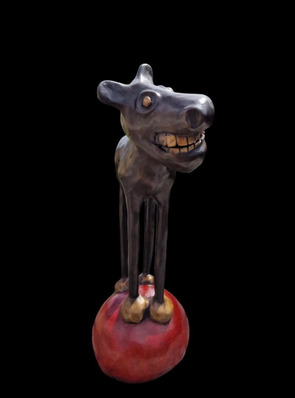 Humorous cast bronze horse sculpture by Max Højer Jacobsen.
