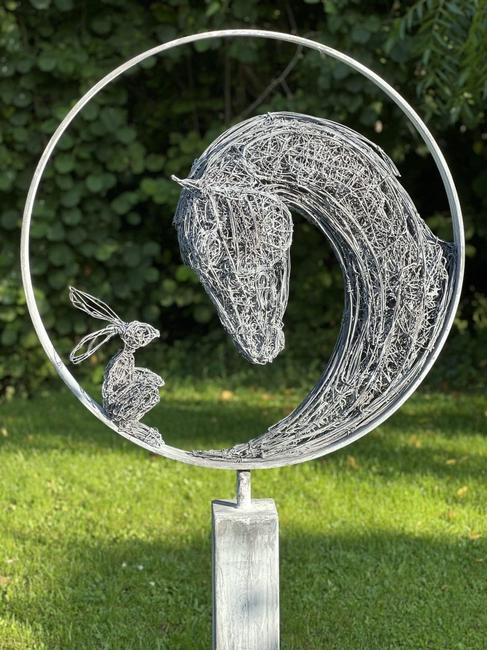 Contemporary steel sculpture by Rupert Till exploring connection, companionship and human relationships.