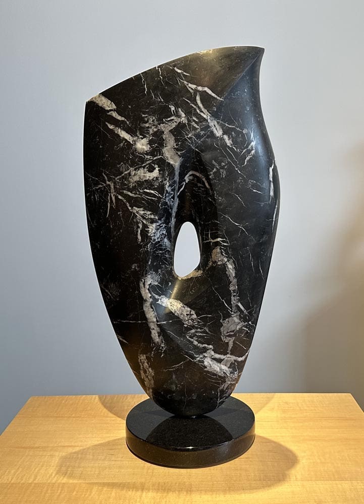Abstract marble sculpture Necromancer by Michael Binkley for interior display