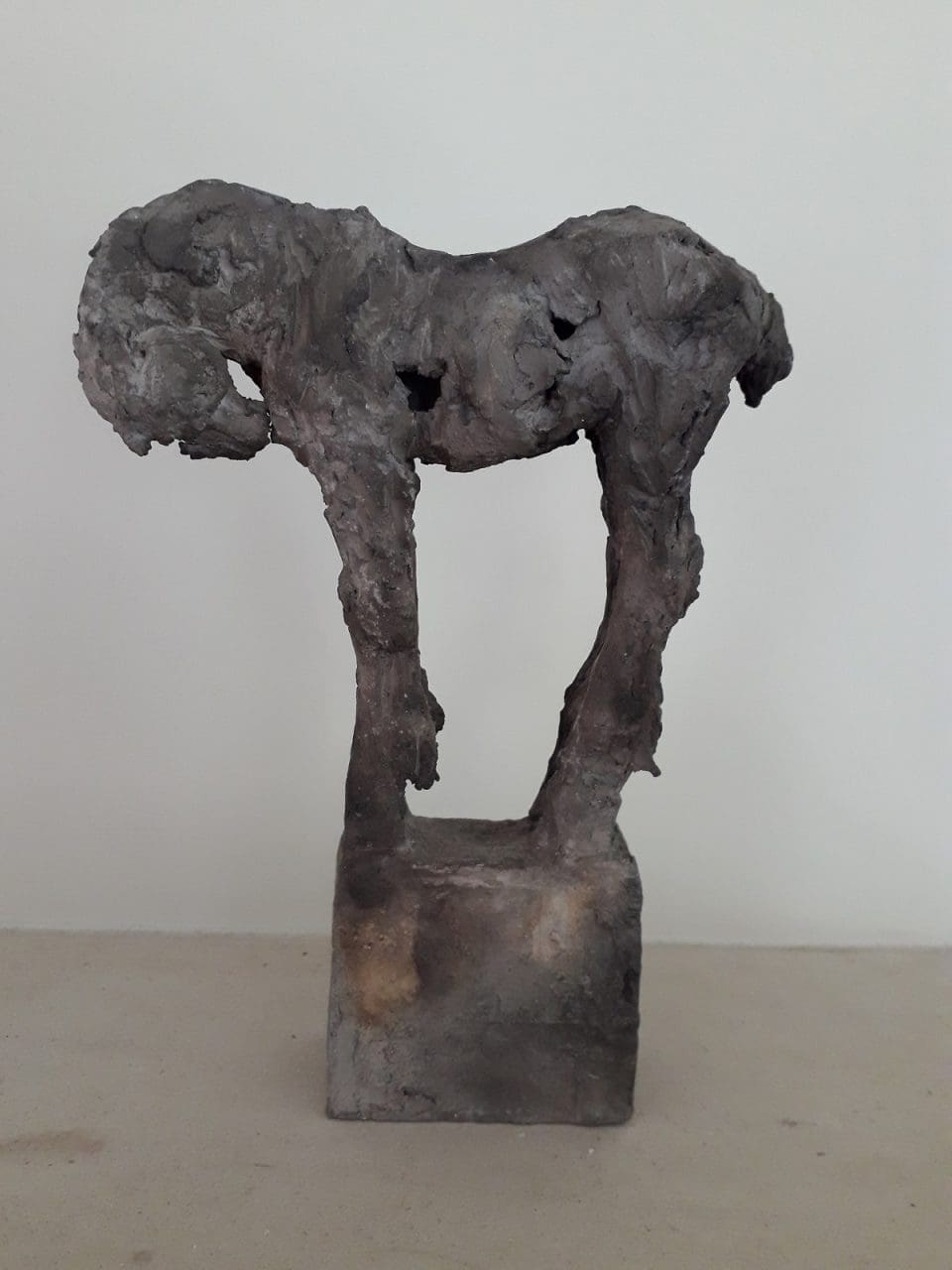 Raku-fired ceramic sculpture of a shire horse foal by Emma Walker.