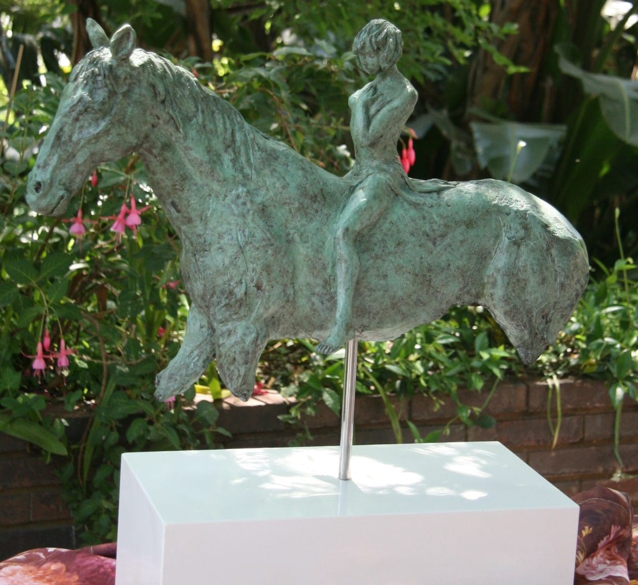 Bronze horse sculpture by Heidi Hadaway with expressive form and emotional poise.
