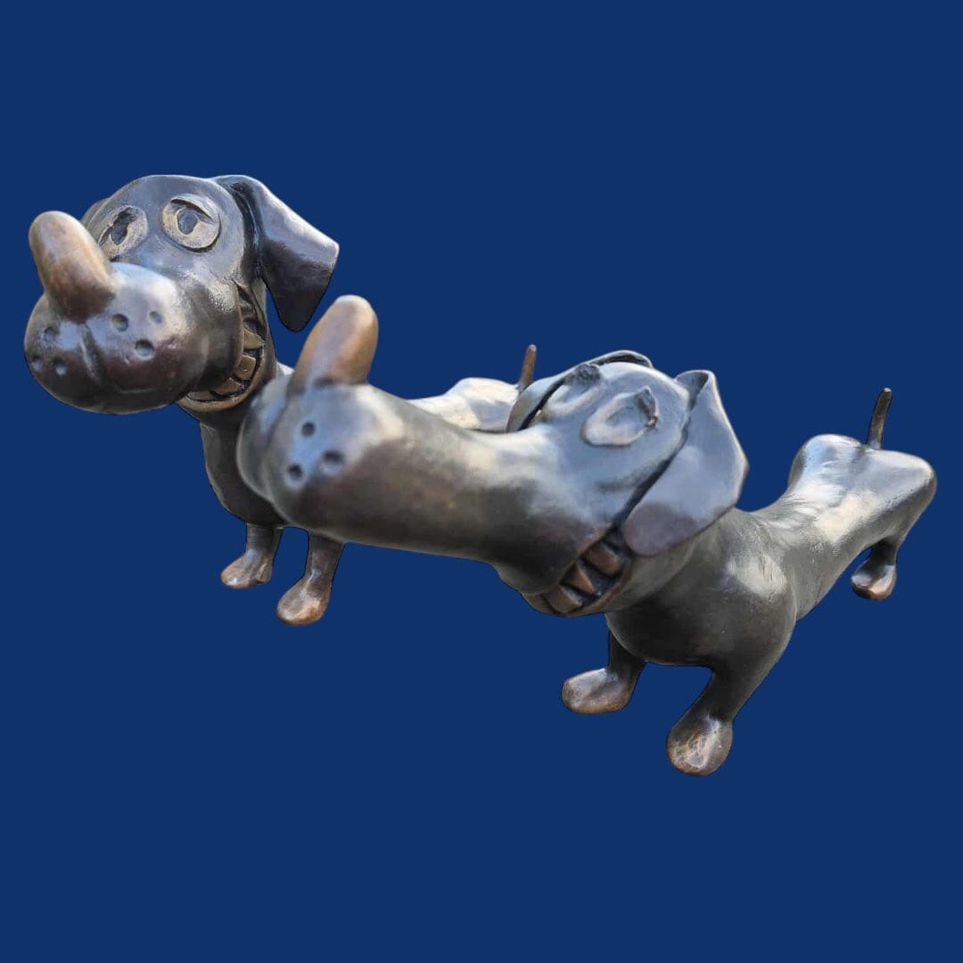 Bronze caricature dachshund sculptures by Max Højer Jacobsen