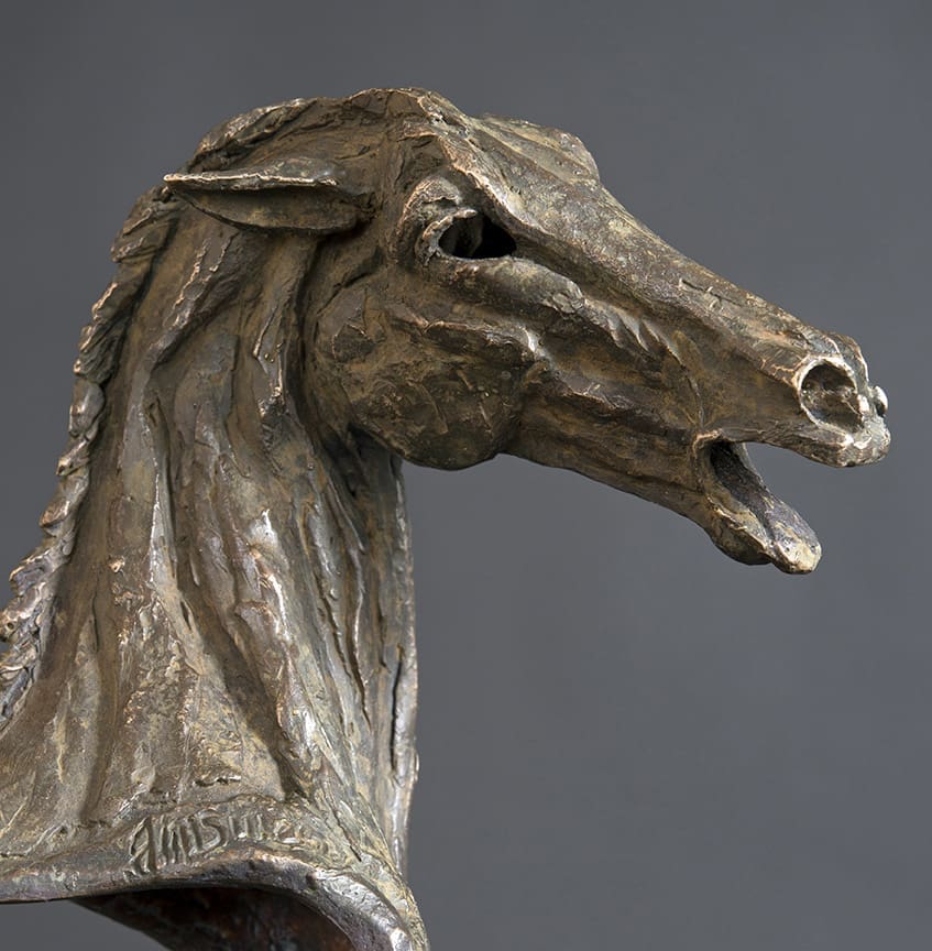 Horse Study - Angry <Small Bronze Expressive Horse Bust Sculptures,> - Image 2