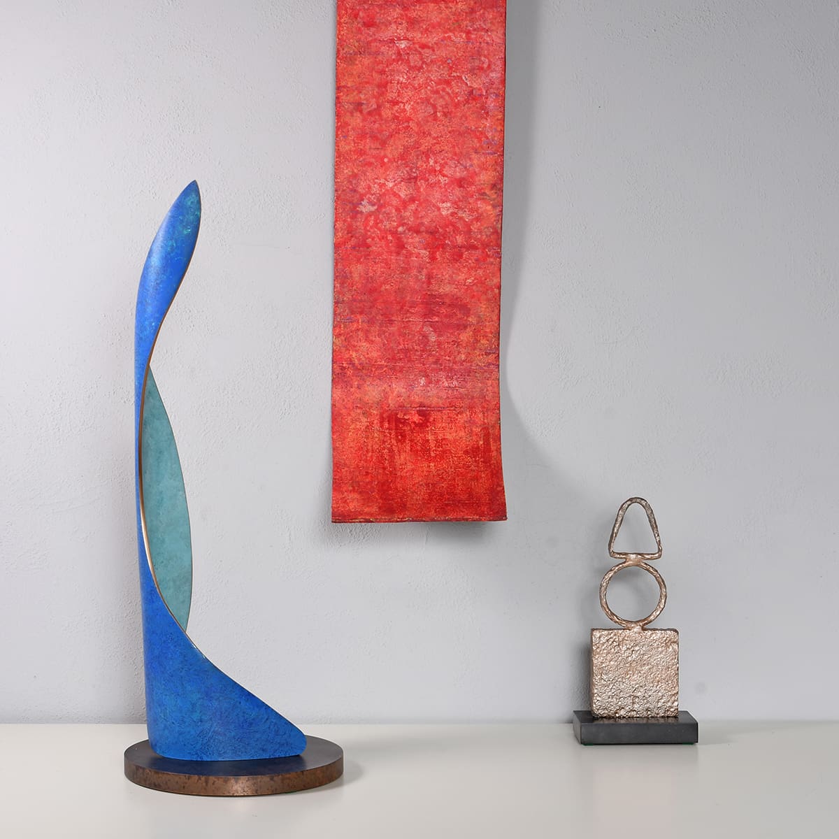 Tall abstract bronze sculpture by Philip Hearsey inspired by dance, movement and the natural world.