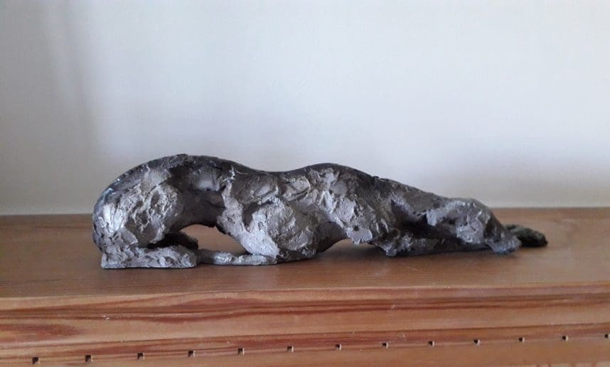 Greyhound Dog Lying Down - Abstract Ceramic Sculpture,