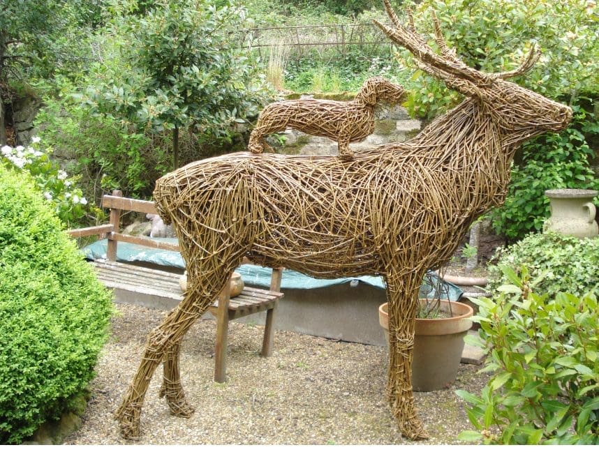 Stag and Dachshund dog Lifelike Life Size Sculpture,