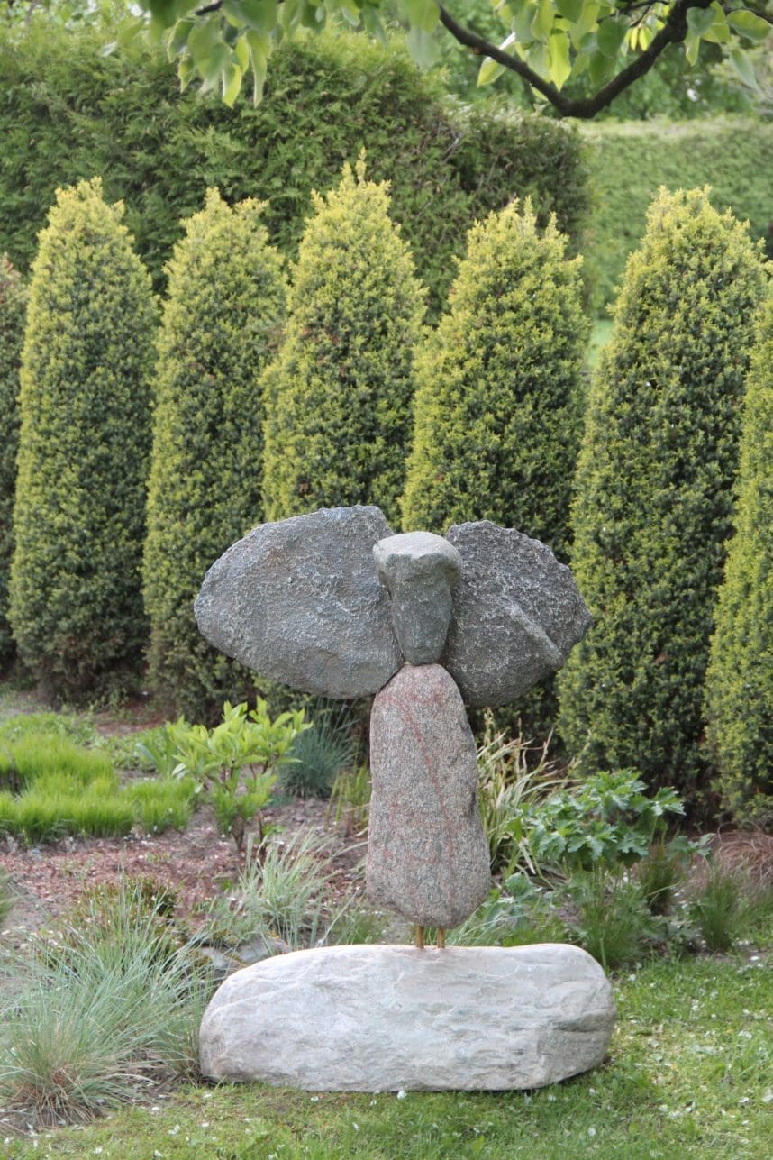 Angel, Found Stones Abstract Angel Garden  Sculpture,