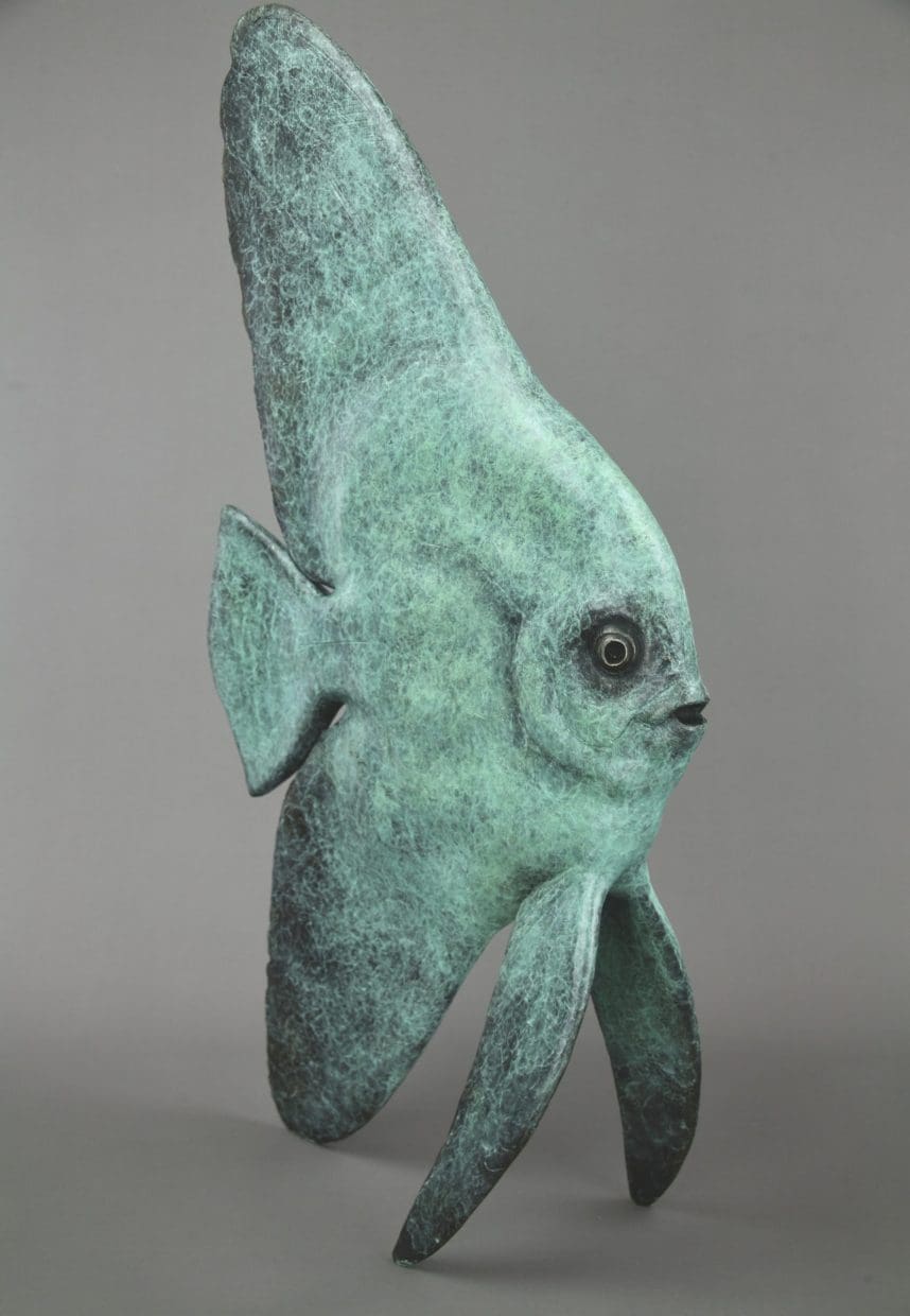 'Longfin Batfish' Lifelike Life Size Bronze Sculpture,
