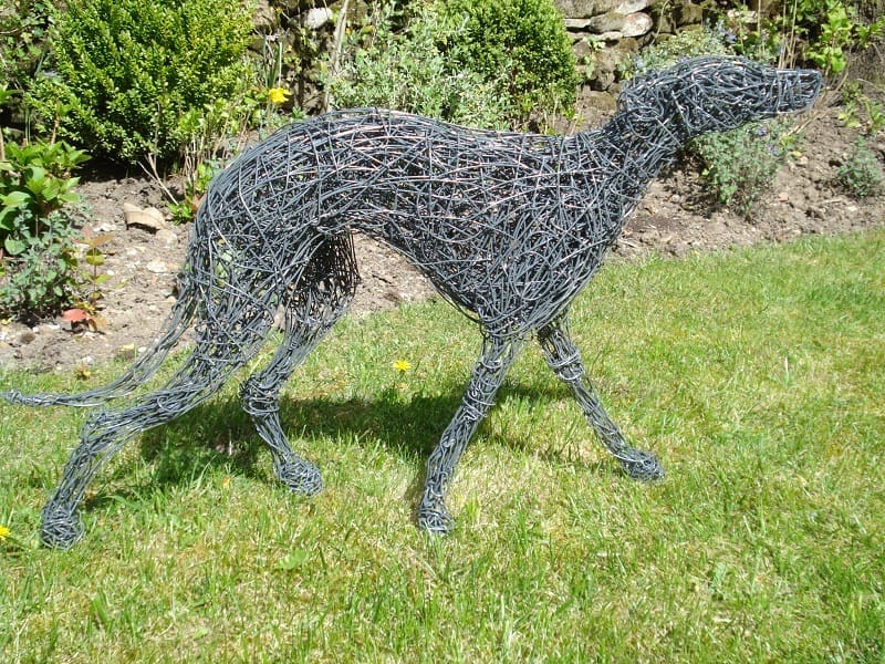 Walking Whippet Dog Woven Wire Garden Sculpture, - Image 3