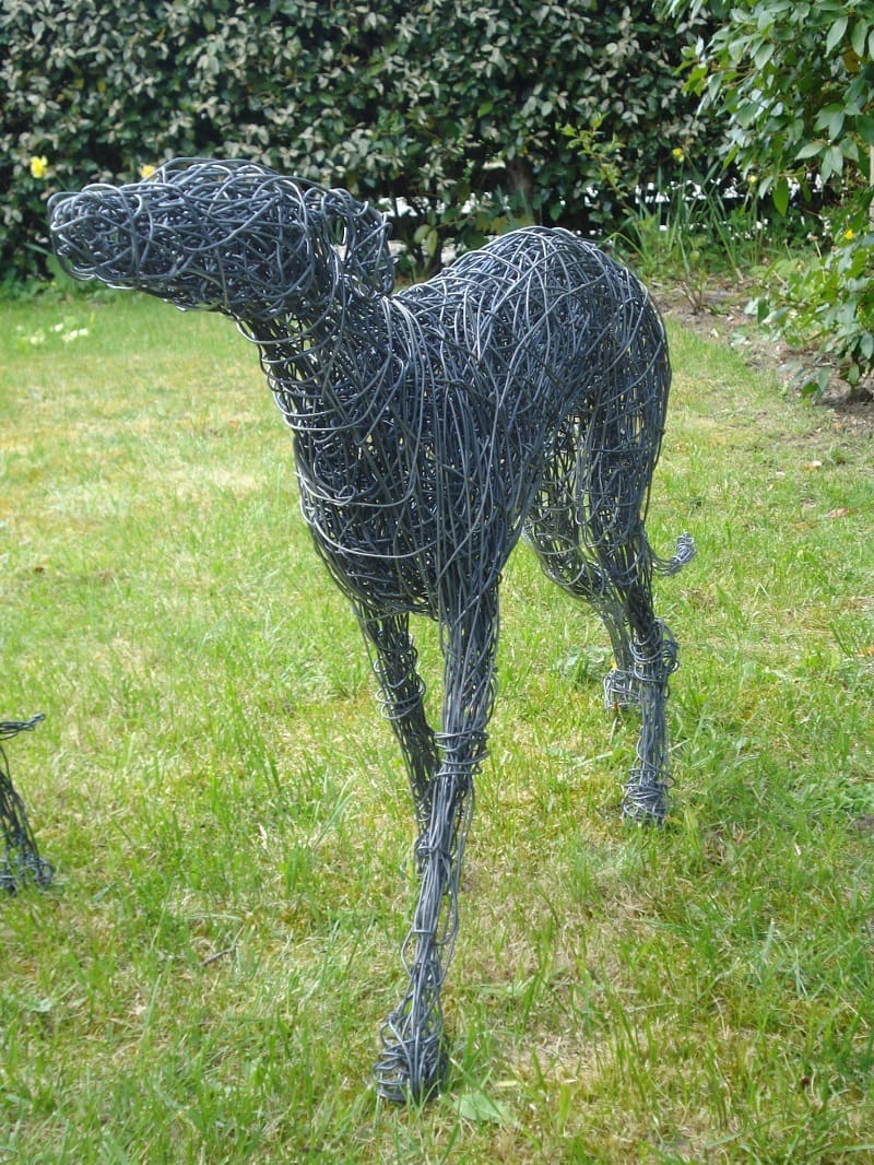 Walking Whippet Dog Woven Wire Garden Sculpture, - Image 2