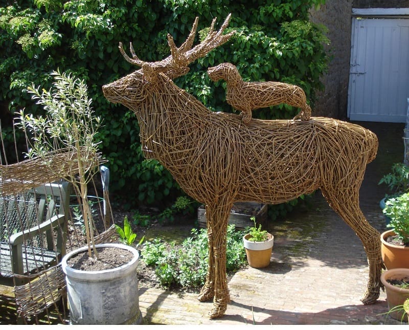 Stag and Dachshund dog Lifelike Life Size Sculpture, - Image 2