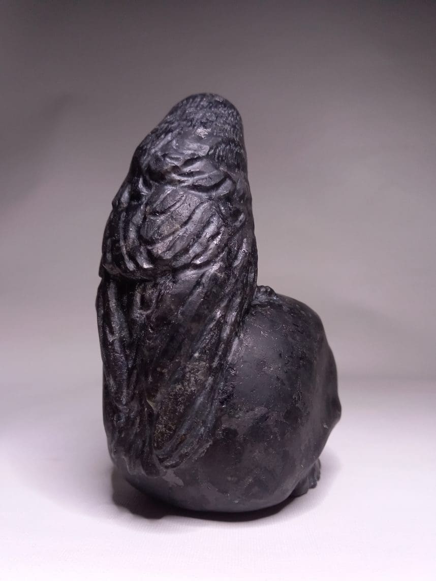 Carved Black Skull and Bird Sculpture (Ворон на черепе) - Image 4