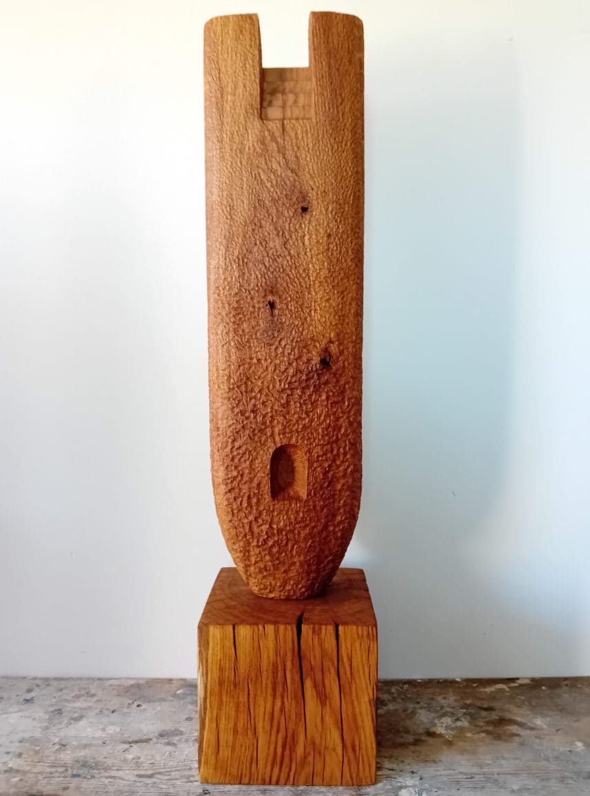 'Ascent.' Slim Understated Carved Wood Sculpture, - Image 2