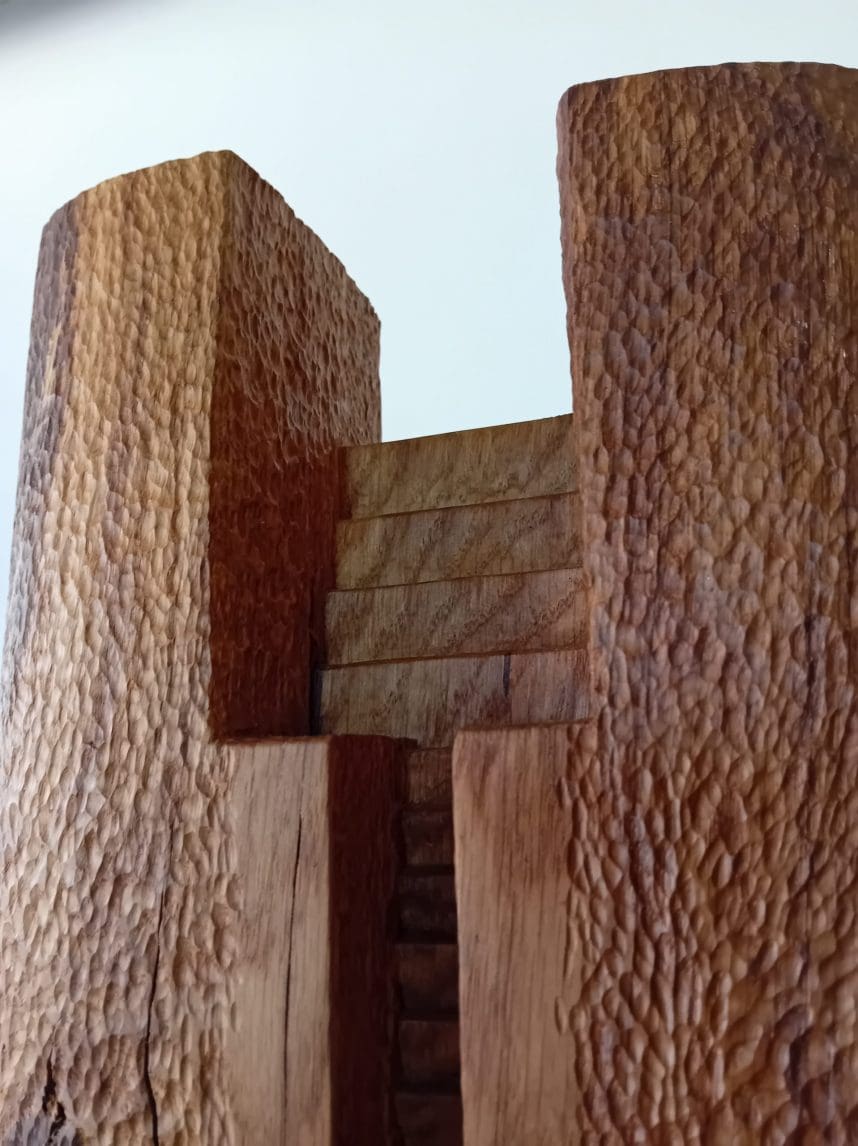 'Ascent.' Slim Understated Carved Wood Sculpture, - Image 5