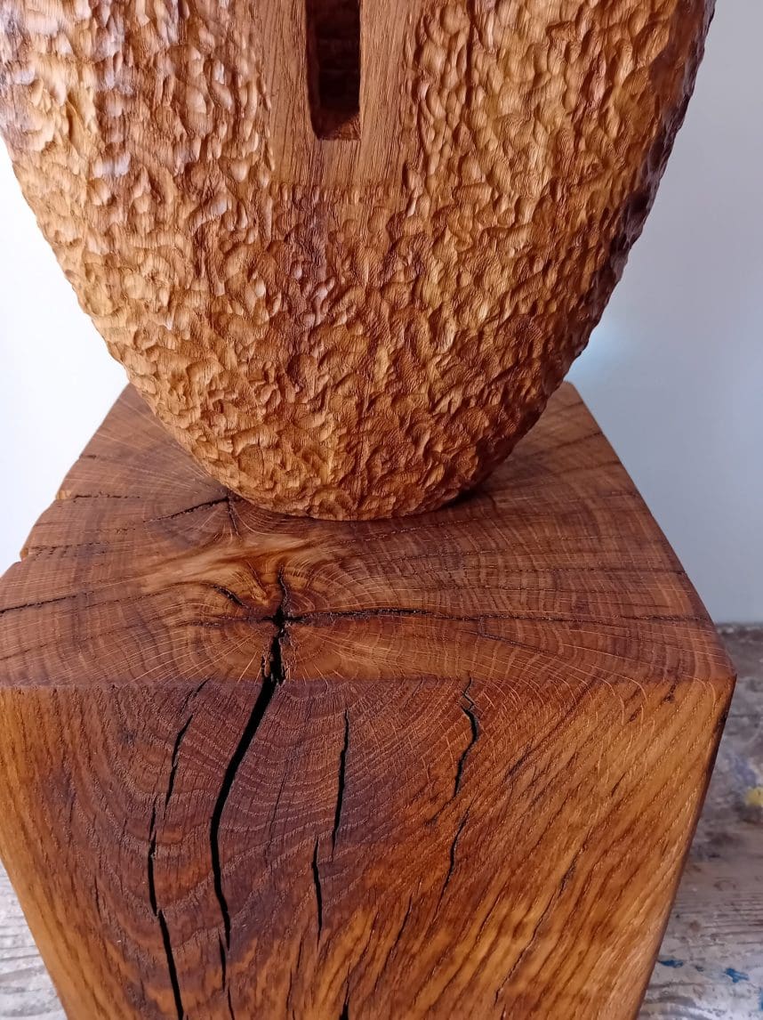 'Ascent.' Slim Understated Carved Wood Sculpture, - Image 4
