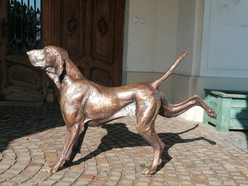 "Yoga" Bracco Italiano Stretching Bronze Dog Sculpture, - Image 6