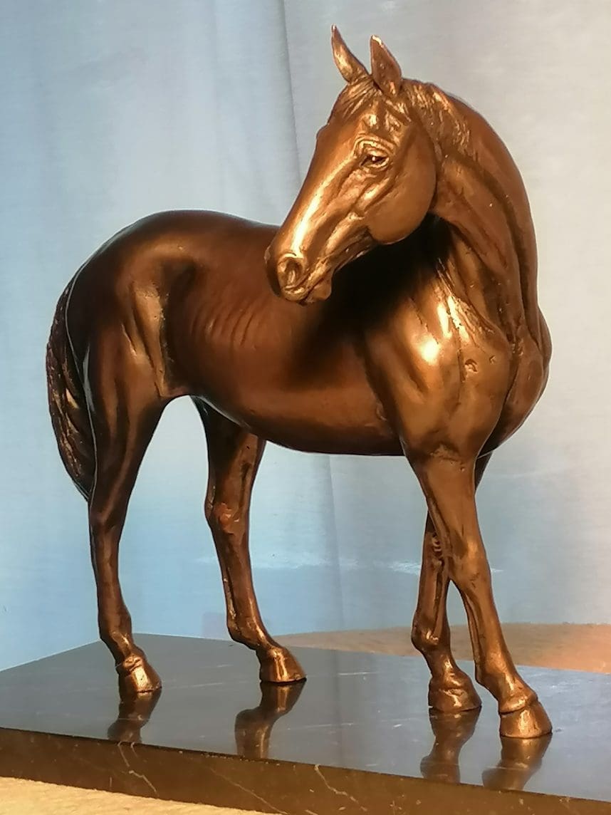 Looking back Horse statue Bronze Small Sculpture, - Image 4