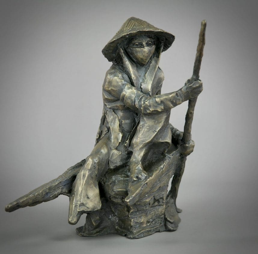'Agent Orange'Bronze Viatnamese Fisherman Sculpture, - Image 8
