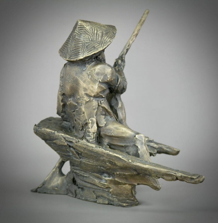 'Agent Orange'Bronze Viatnamese Fisherman Sculpture, - Image 7