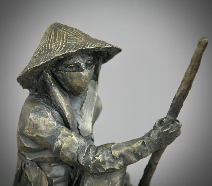 'Agent Orange'Bronze Viatnamese Fisherman Sculpture, - Image 5