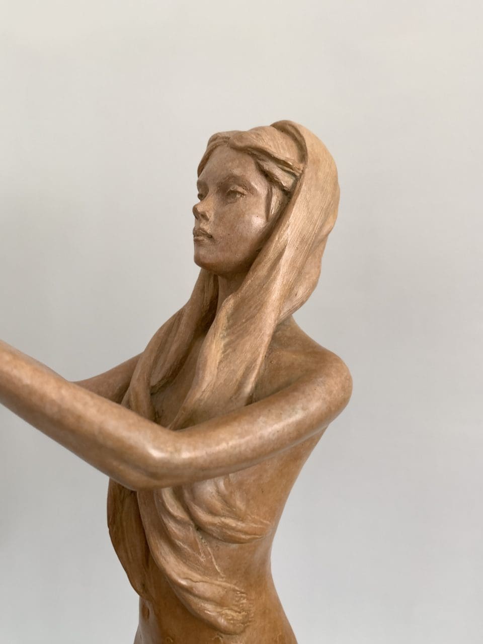 "Hope" Bronze Little semi Nude Girl with Doves Sculpture, - Image 6