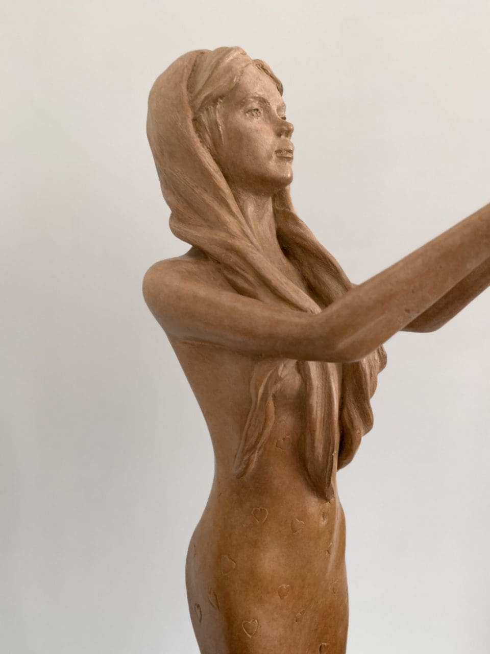 "Hope" Bronze Little semi Nude Girl with Doves Sculpture, - Image 7