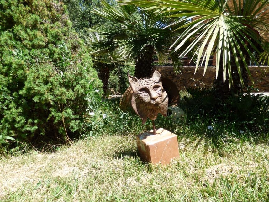 Iberian Lynx Head, Bronze Wild Cat Sculpture, - Image 6
