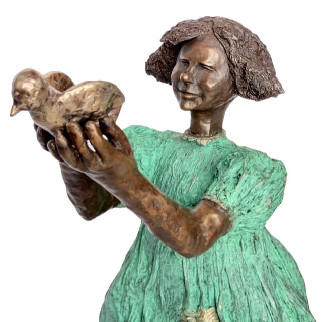 Matilda Bronze Half Size Girl in Blue Dress Sculpture, - Image 8