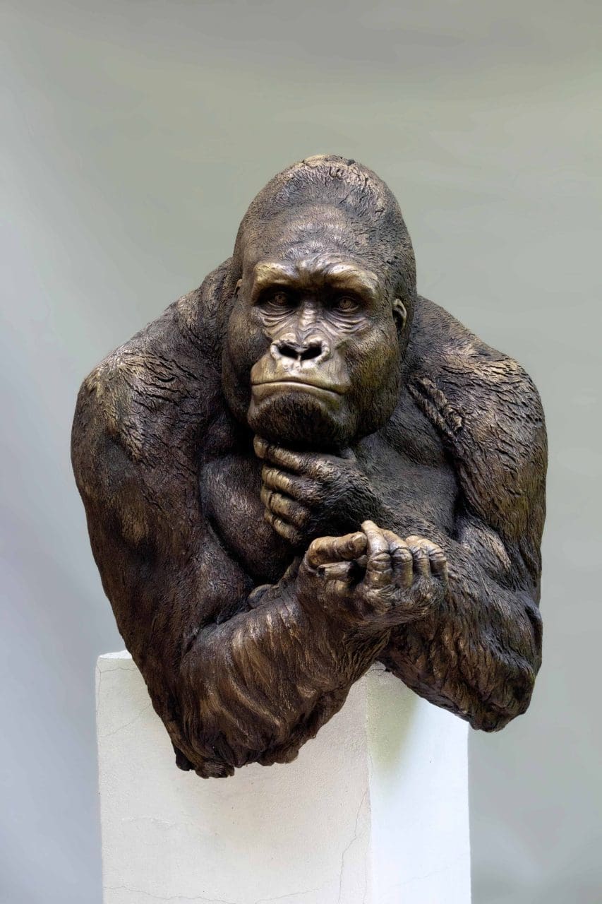 The Thinker (Bronze Gorilla Head and Torso Sculpture) - Image 4