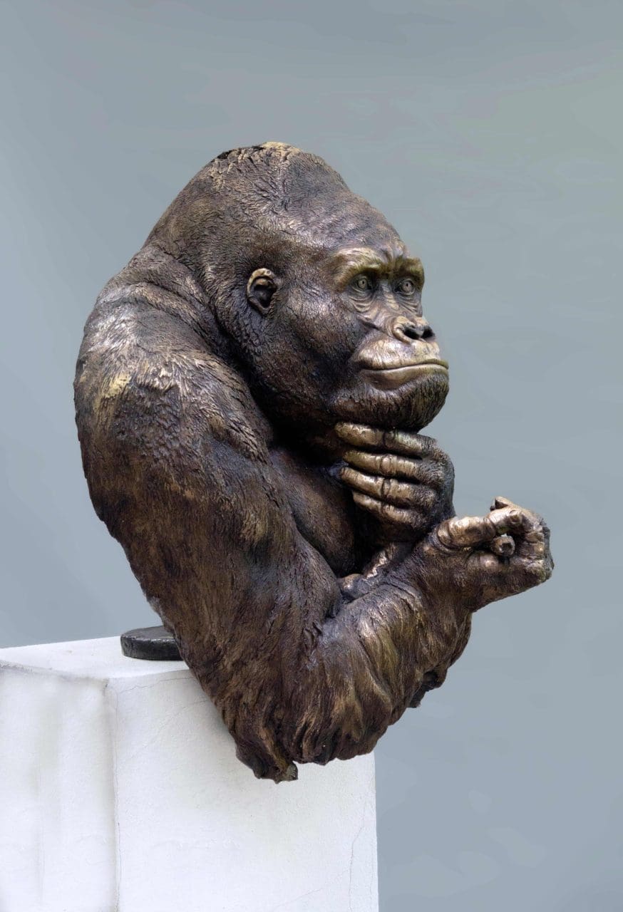 The Thinker (Bronze Gorilla Head and Torso Sculpture) - Image 2
