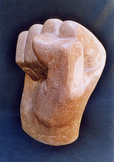 Tension, Big Carved Marble Clenched Male Fist Sculpture, - Image 3