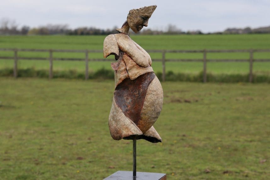 Mother in Waiting Abstract Pregnant Woman Sculpture, - Image 7
