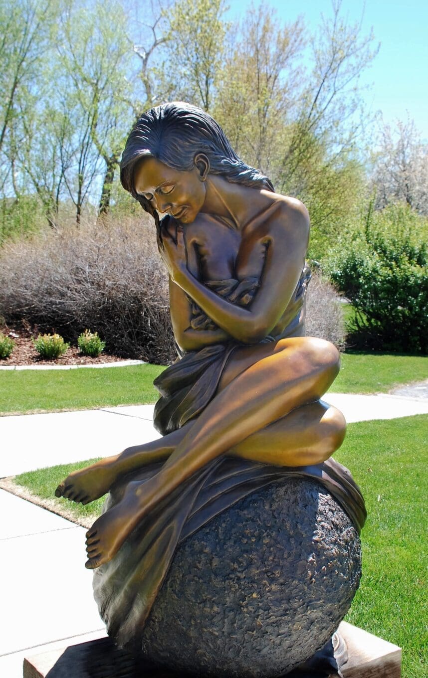 "Solitaire" -  life size female form, nude bronze statue. (152 cm high)