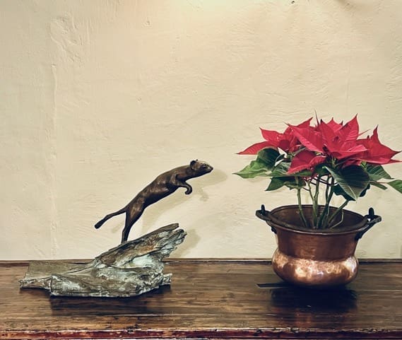 Leaping Stoat Hunting and Leaping Sculpture,