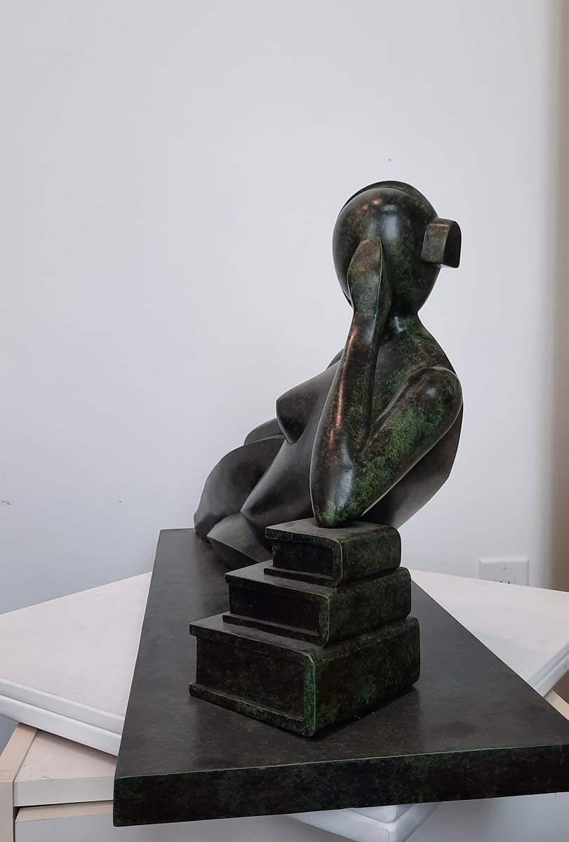 "Contemplation" (Reclining Abstract Nude Female Sculpture) - Image 3