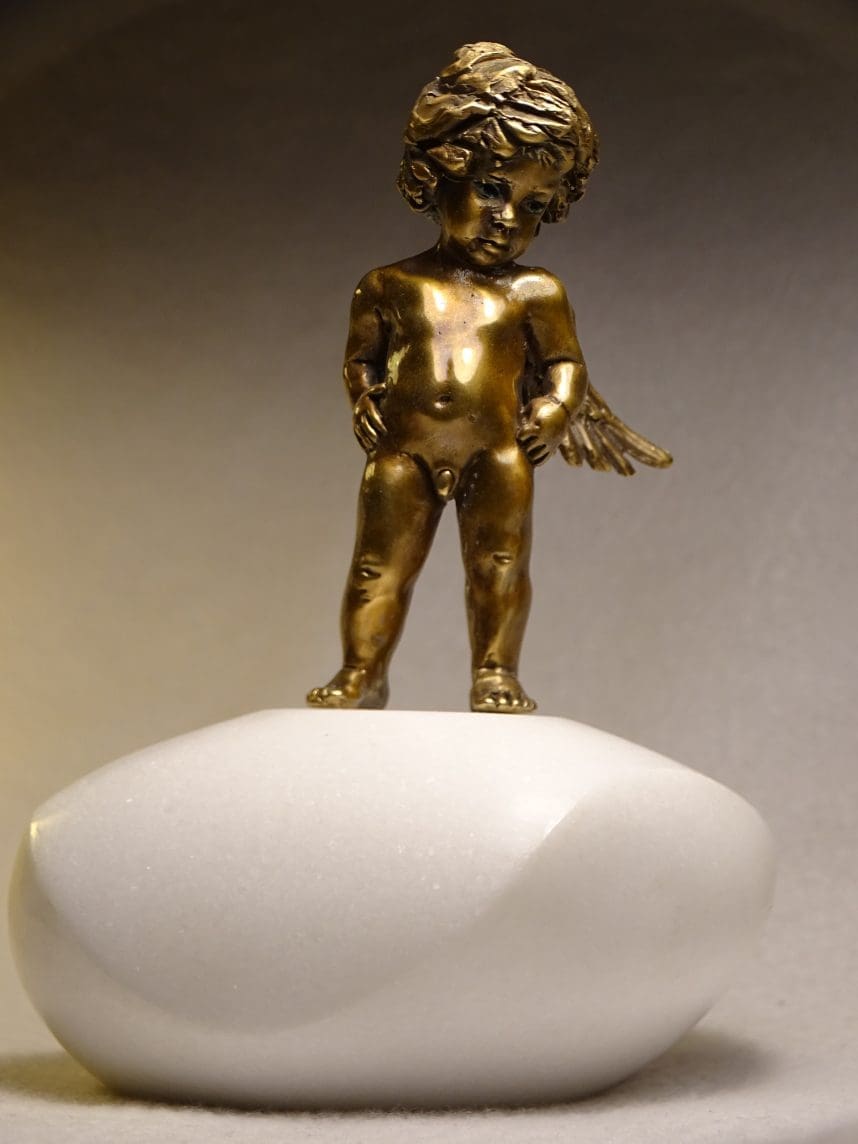 Little Guardian Angel Bronze Sculpture, - Image 4