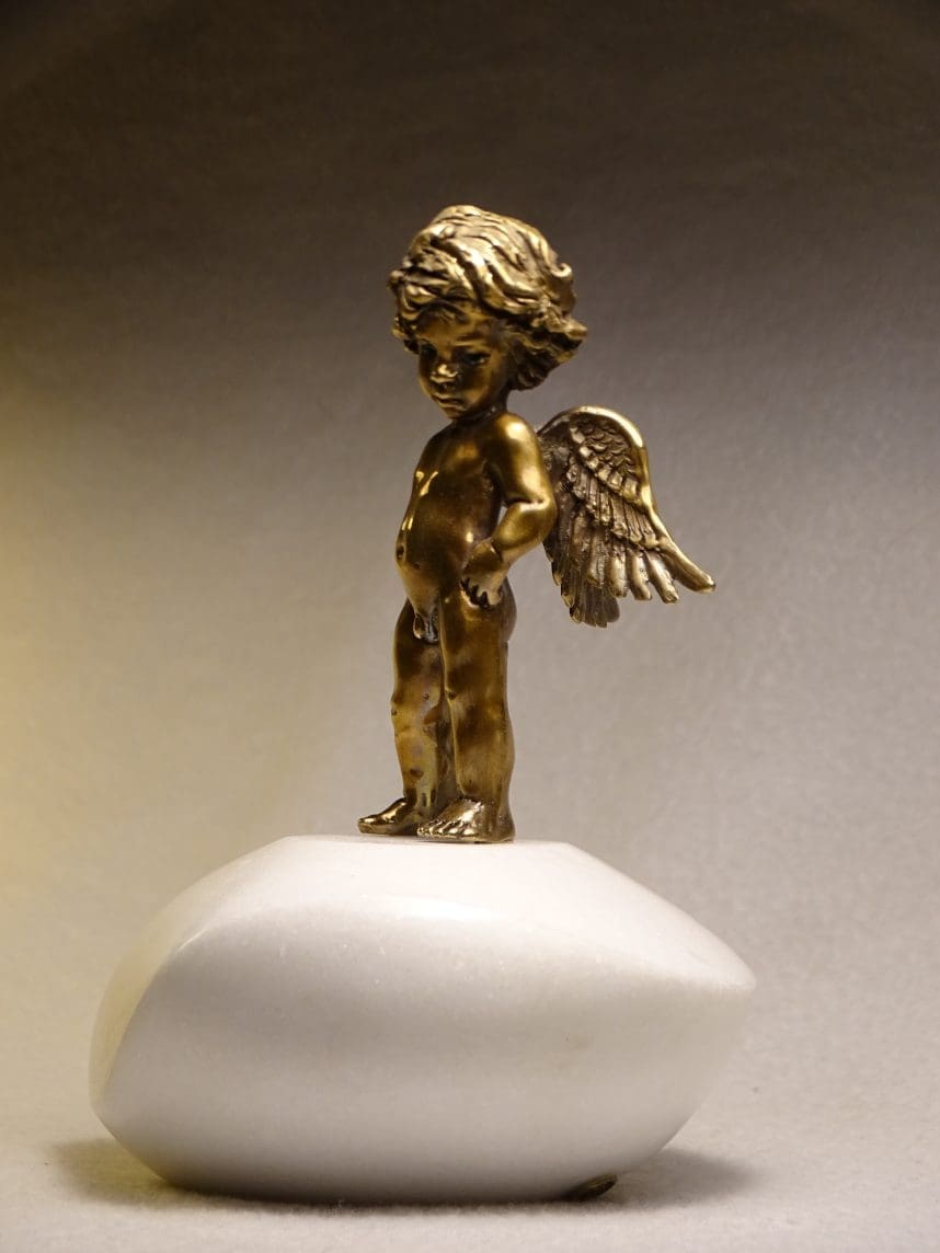 Little Guardian Angel Bronze Sculpture, - Image 6